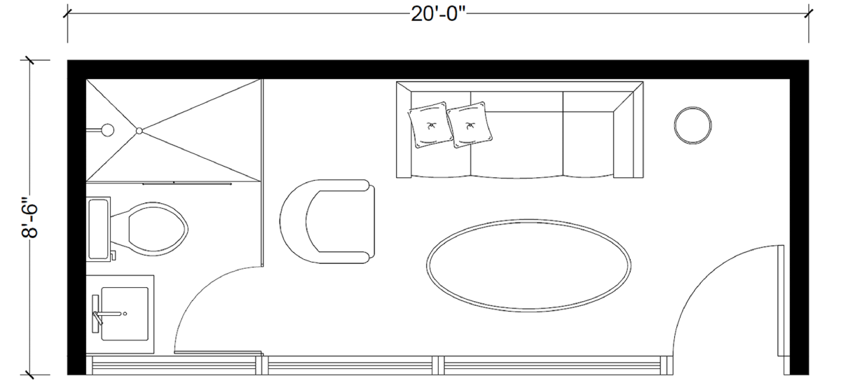 Studio 1 - Floor Plan View 2