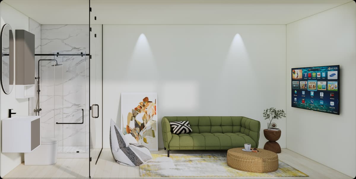 Studio 1 - Interior View with Clear Glass