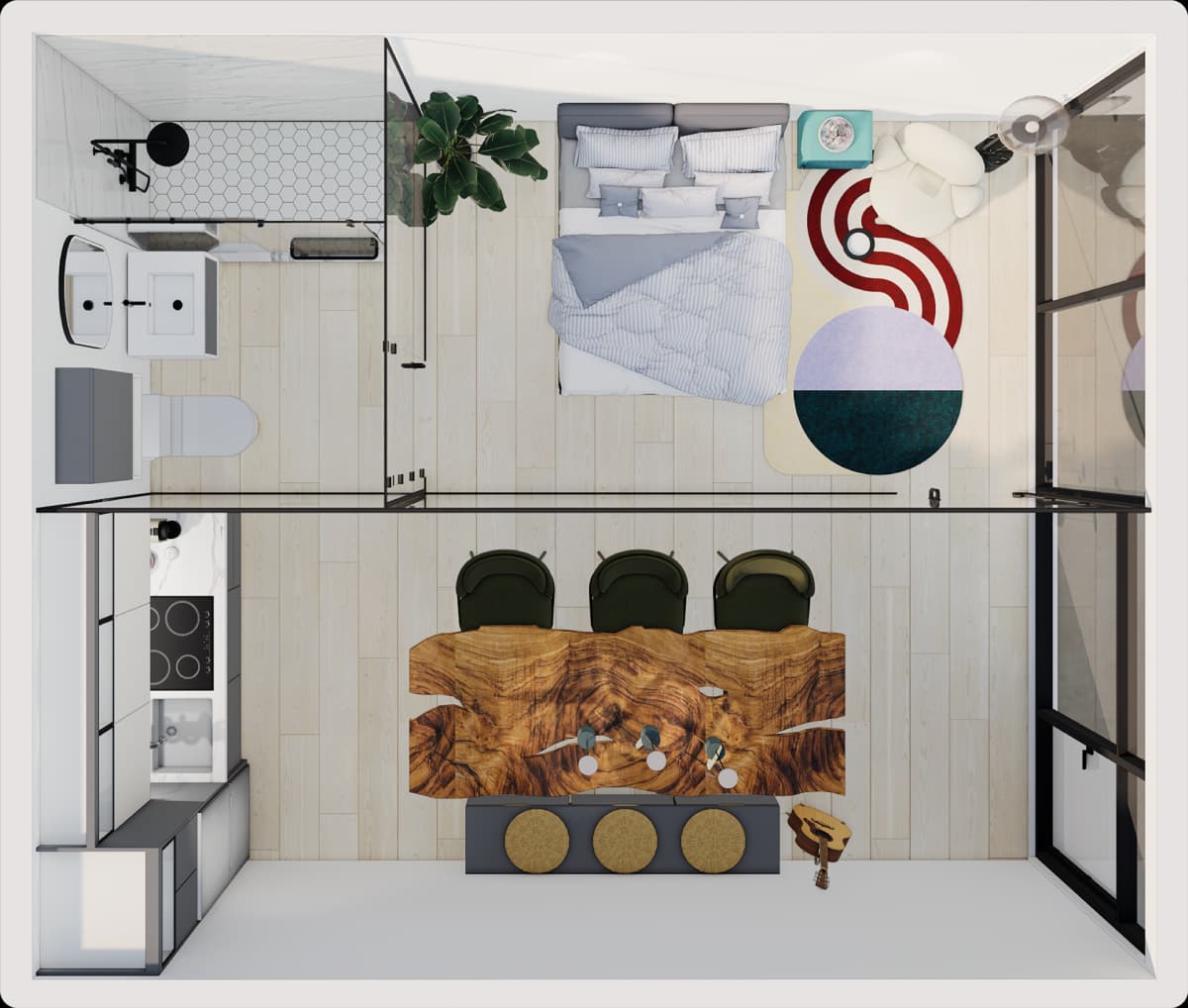 1 Bedroom - Floor Plan View 1