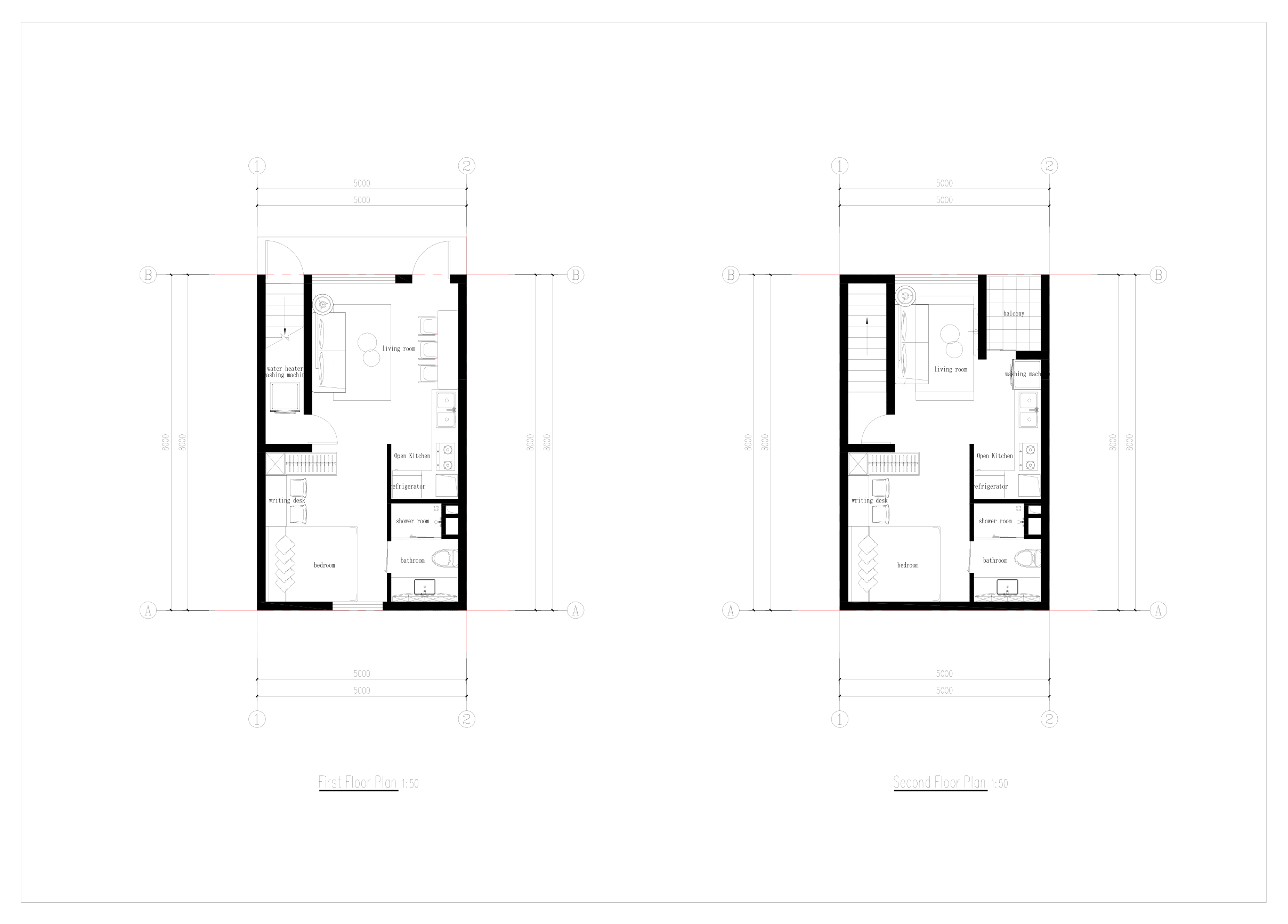Laneway 2 Separate 1 Bedroom Units - Floor Plan